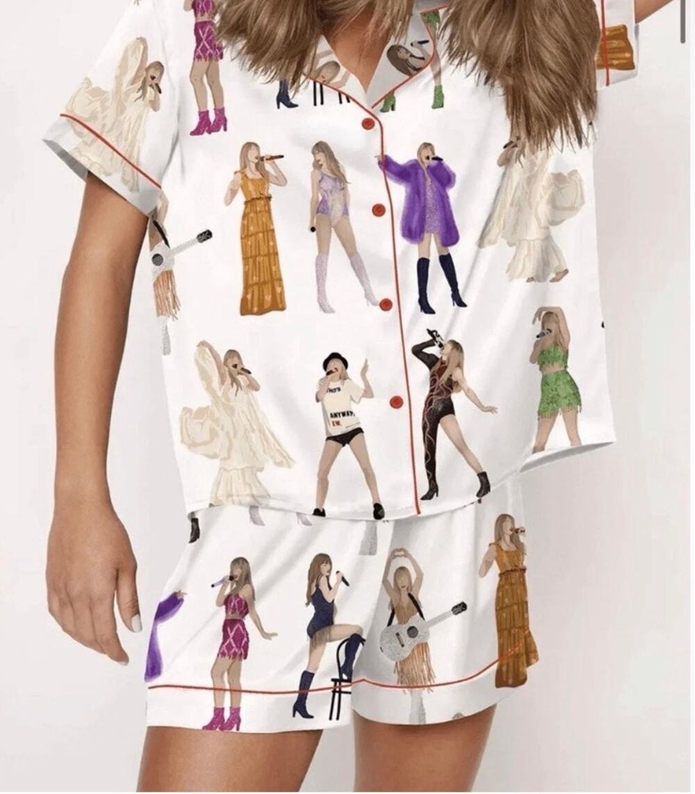 Taylor Swift GREEN Eras Tour Silky Satin Shorts Pajama Set 3XL